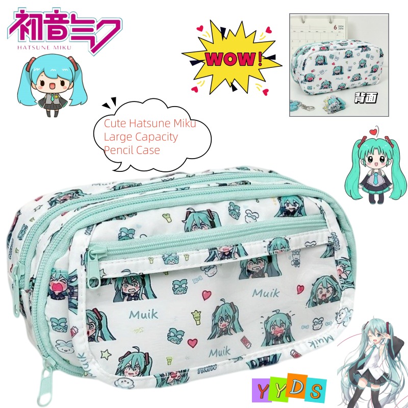 Aesthetic Large Pencil Case Pouch - Estojo de lápis Hatsune Miku, com